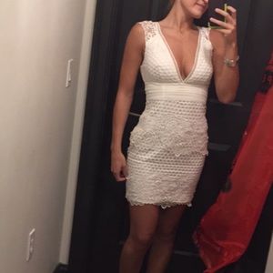 Lace embroidered white dress